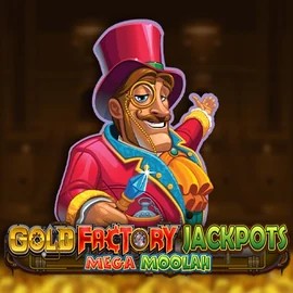 Gold Factory Jackpots Mega Moolah online game logo by Aurum Signature Studios on whamoocasino.es